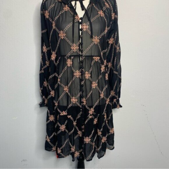 NWT Johnny Was Jackie Mini Long Sleeve Sheer Dress - Picture 9 of 16